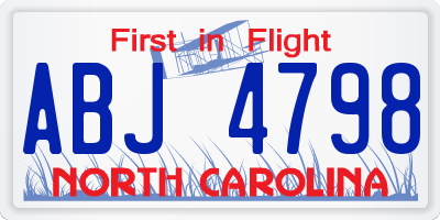 NC license plate ABJ4798