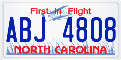 NC license plate ABJ4808