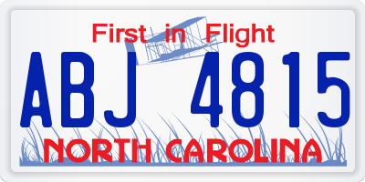 NC license plate ABJ4815