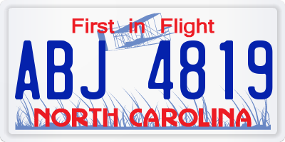 NC license plate ABJ4819