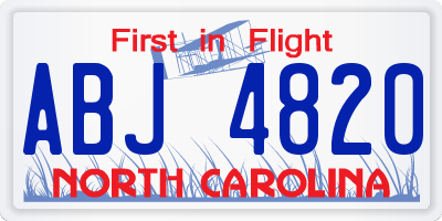 NC license plate ABJ4820