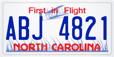 NC license plate ABJ4821