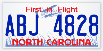 NC license plate ABJ4828
