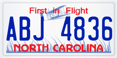 NC license plate ABJ4836