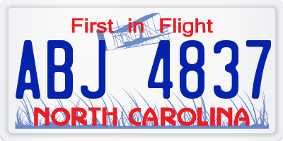 NC license plate ABJ4837