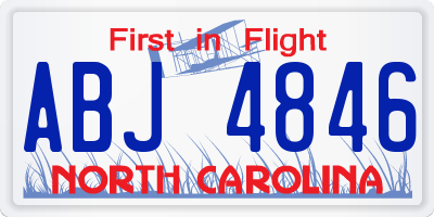 NC license plate ABJ4846
