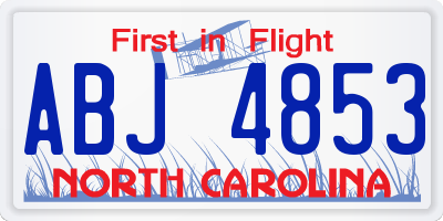 NC license plate ABJ4853