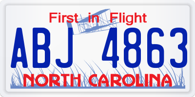 NC license plate ABJ4863