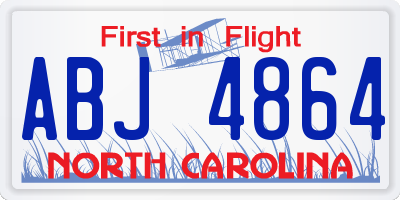 NC license plate ABJ4864