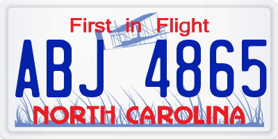 NC license plate ABJ4865