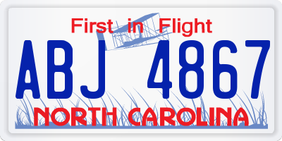 NC license plate ABJ4867