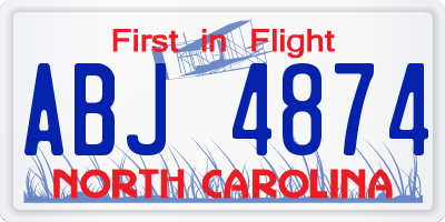 NC license plate ABJ4874