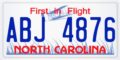 NC license plate ABJ4876