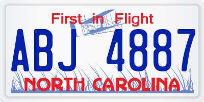 NC license plate ABJ4887