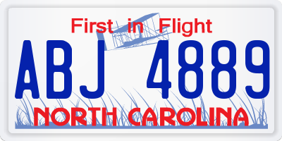 NC license plate ABJ4889