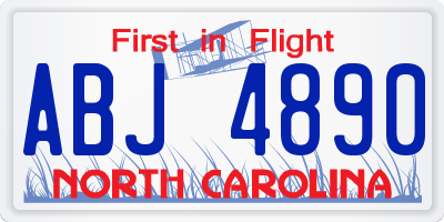 NC license plate ABJ4890
