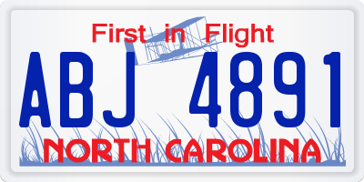 NC license plate ABJ4891