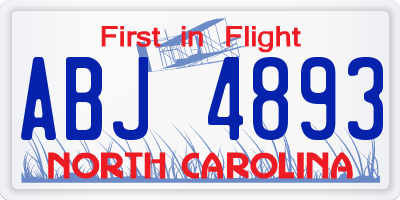 NC license plate ABJ4893