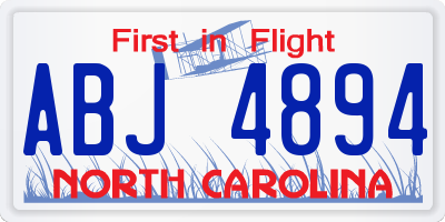 NC license plate ABJ4894