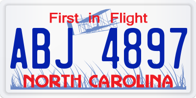 NC license plate ABJ4897