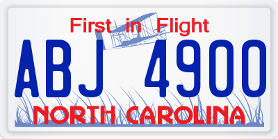 NC license plate ABJ4900