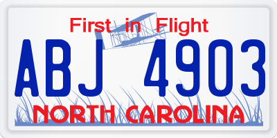 NC license plate ABJ4903