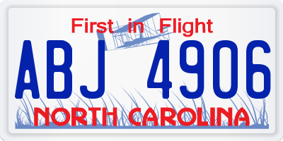 NC license plate ABJ4906