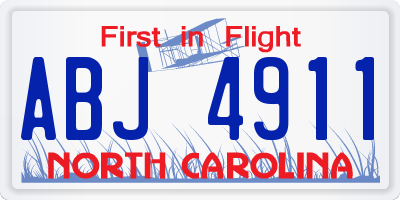 NC license plate ABJ4911