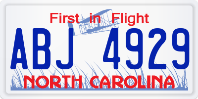 NC license plate ABJ4929