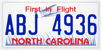 NC license plate ABJ4936