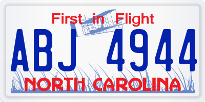 NC license plate ABJ4944