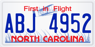 NC license plate ABJ4952