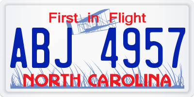 NC license plate ABJ4957