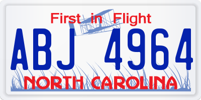 NC license plate ABJ4964