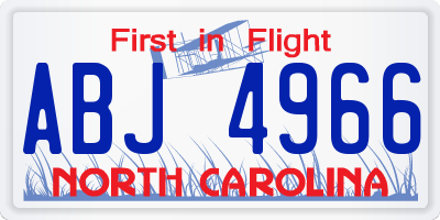 NC license plate ABJ4966