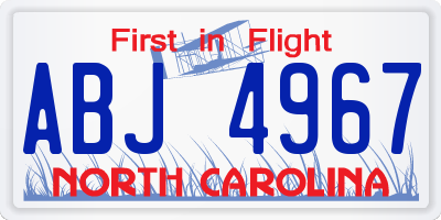 NC license plate ABJ4967