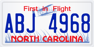 NC license plate ABJ4968