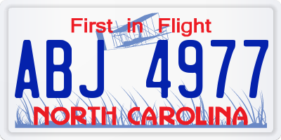 NC license plate ABJ4977