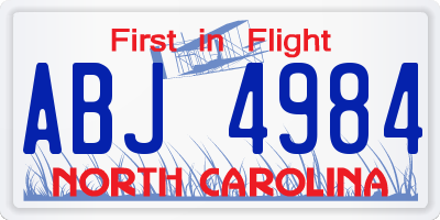 NC license plate ABJ4984