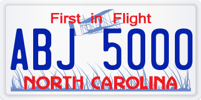 NC license plate ABJ5000