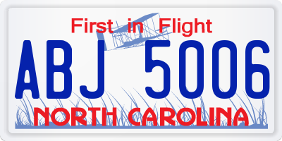NC license plate ABJ5006