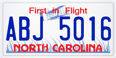 NC license plate ABJ5016