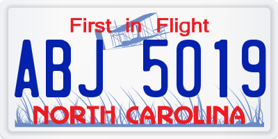 NC license plate ABJ5019