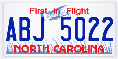 NC license plate ABJ5022
