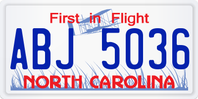 NC license plate ABJ5036