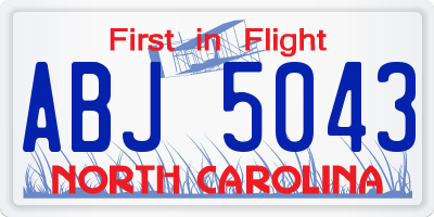 NC license plate ABJ5043