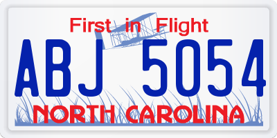 NC license plate ABJ5054