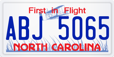 NC license plate ABJ5065