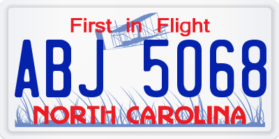 NC license plate ABJ5068