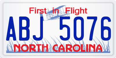 NC license plate ABJ5076